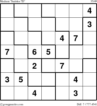 The grouppuzzles.com Medium Sudoku-7D puzzle for 