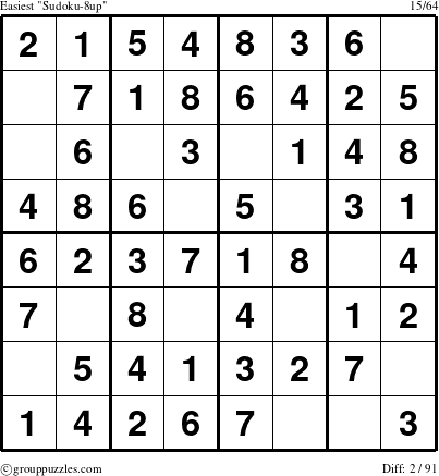 The grouppuzzles.com Easiest Sudoku-8up puzzle for 