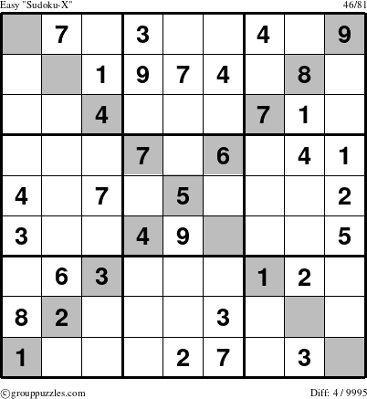 The grouppuzzles.com Easy Sudoku-X-d2 puzzle for 