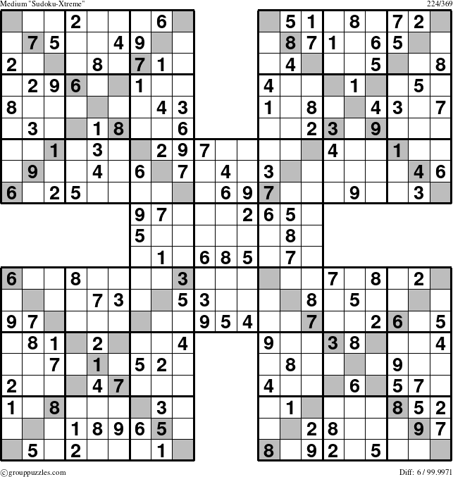 The grouppuzzles.com Medium Sudoku-Xtreme puzzle for 