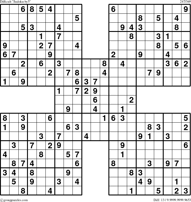 The grouppuzzles.com Difficult Sudoku-by5 puzzle for 