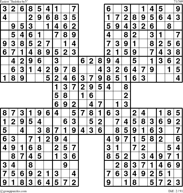 The grouppuzzles.com Easiest Sudoku-by5 puzzle for 