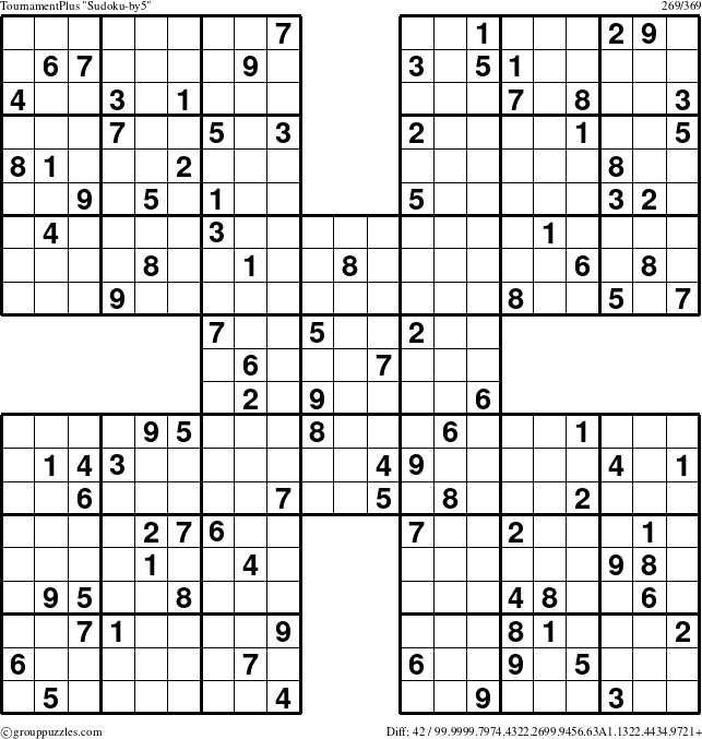 The grouppuzzles.com TournamentPlus Sudoku-by5 puzzle for 