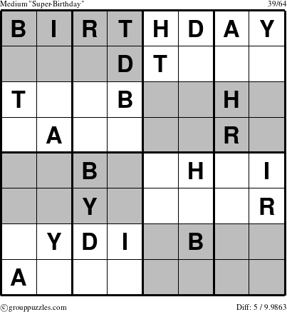 The grouppuzzles.com Medium Super-Birthday puzzle for 