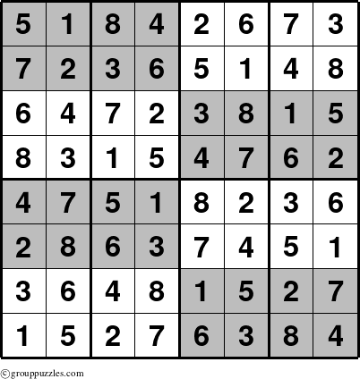 The grouppuzzles.com Answer grid for the SuperSudoku-8 puzzle for 