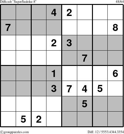 The grouppuzzles.com Difficult SuperSudoku-8 puzzle for 