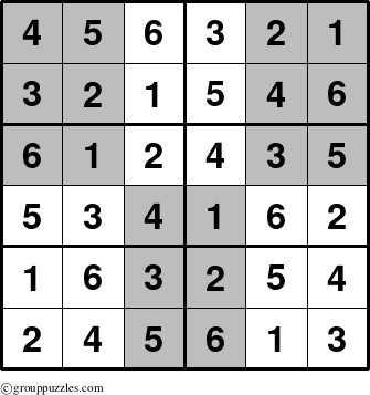 The grouppuzzles.com Answer grid for the SuperSudoku-Junior puzzle for 