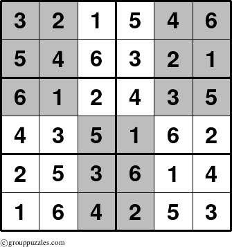 The grouppuzzles.com Answer grid for the SuperSudoku-Junior puzzle for 