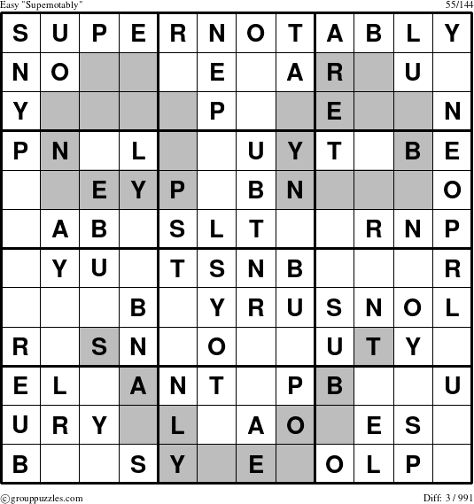 The grouppuzzles.com Easy Supernotably puzzle for 
