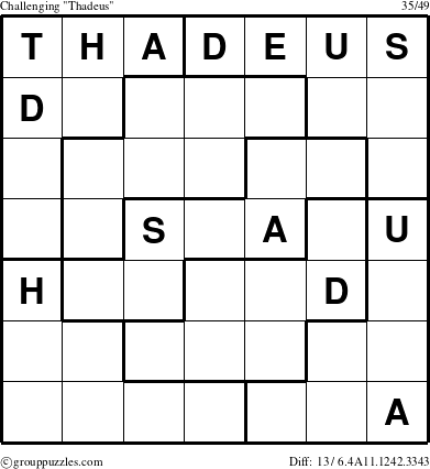The grouppuzzles.com Challenging Thadeus puzzle for 
