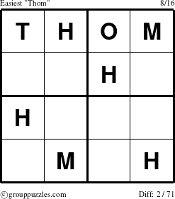 The grouppuzzles.com Easiest Thom puzzle for 