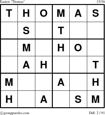 The grouppuzzles.com Easiest Thomas puzzle for 