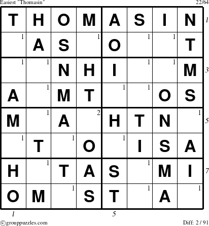 The grouppuzzles.com Easiest Thomasin puzzle for  with all 2 steps marked