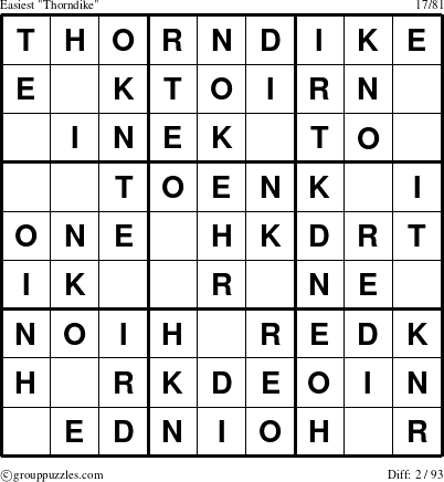 The grouppuzzles.com Easiest Thorndike puzzle for 