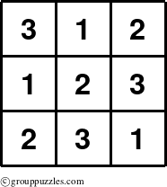 The grouppuzzles.com Answer grid for the TicTac-123 puzzle for 