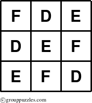 The grouppuzzles.com Answer grid for the TicTac-DEF puzzle for 