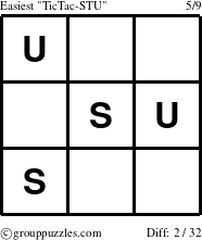 The grouppuzzles.com Easiest TicTac-STU puzzle for 