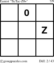 The grouppuzzles.com Easiest TicTac-Z0+ puzzle for 