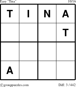The grouppuzzles.com Easy Tina puzzle for 