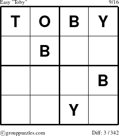 The grouppuzzles.com Easy Toby puzzle for 