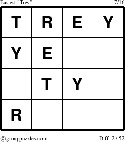 The grouppuzzles.com Easiest Trey puzzle for 