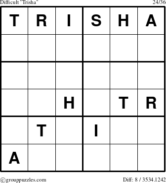 The grouppuzzles.com Difficult Trisha puzzle for 