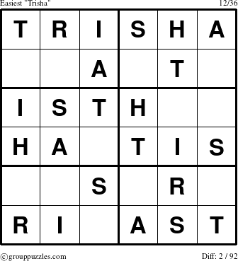 The grouppuzzles.com Easiest Trisha puzzle for 