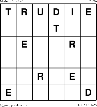 The grouppuzzles.com Medium Trudie puzzle for 