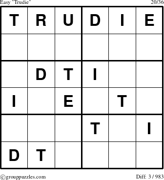 The grouppuzzles.com Easy Trudie puzzle for 