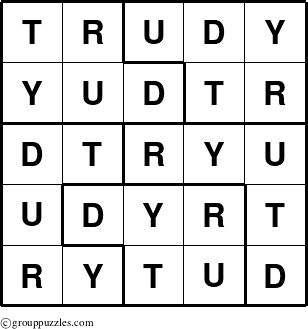 The grouppuzzles.com Answer grid for the Trudy puzzle for 