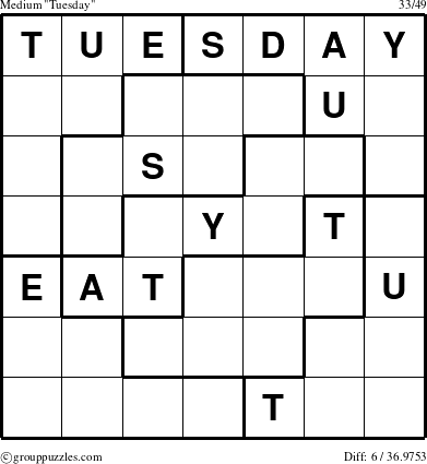 The grouppuzzles.com Medium Tuesday puzzle for 