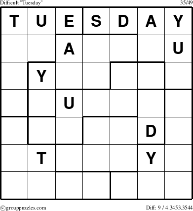 The grouppuzzles.com Difficult Tuesday puzzle for 