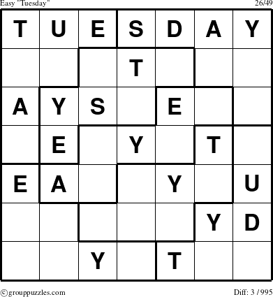 The grouppuzzles.com Easy Tuesday puzzle for 