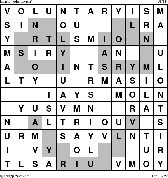 The grouppuzzles.com Easiest Voluntaryism puzzle for 