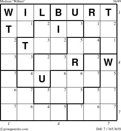 The grouppuzzles.com Medium Wilburt puzzle for  with all 7 steps marked