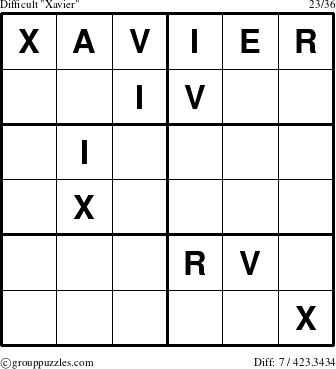 The grouppuzzles.com Difficult Xavier puzzle for 