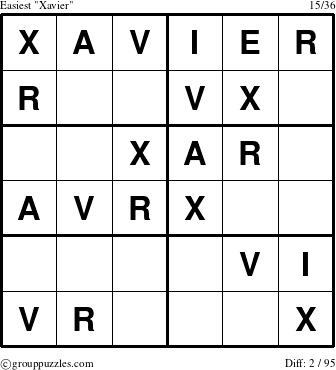 The grouppuzzles.com Easiest Xavier puzzle for 