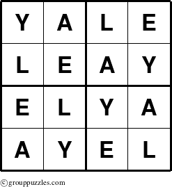 The grouppuzzles.com Answer grid for the Yale puzzle for 