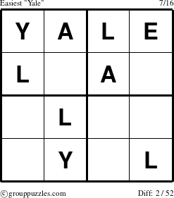 The grouppuzzles.com Easiest Yale puzzle for 