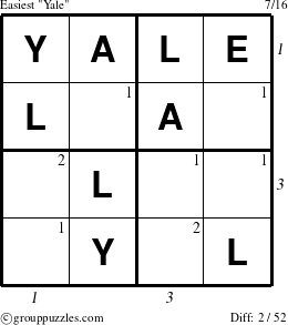 The grouppuzzles.com Easiest Yale puzzle for  with all 2 steps marked