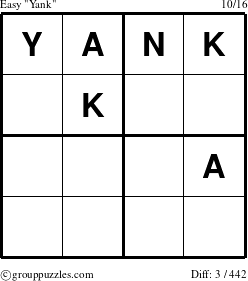 The grouppuzzles.com Easy Yank puzzle for 