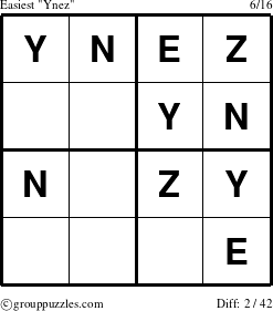 The grouppuzzles.com Easiest Ynez puzzle for 