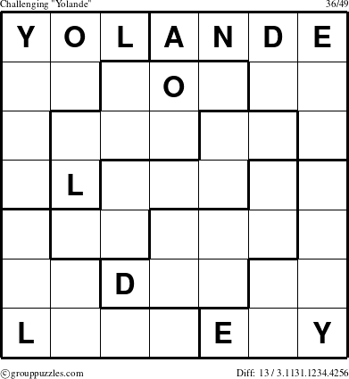 The grouppuzzles.com Challenging Yolande puzzle for 