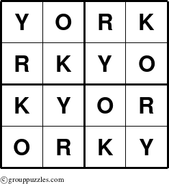 The grouppuzzles.com Answer grid for the York puzzle for 