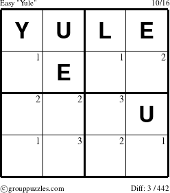 The grouppuzzles.com Easy Yule puzzle for  with the first 3 steps marked