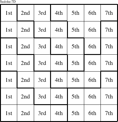 Each column is a group numbered as shown in this Sudoku-7D figure.