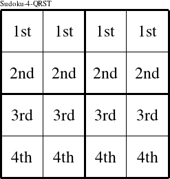 Each row is a group numbered as shown in this Sudoku-4-QRST figure.