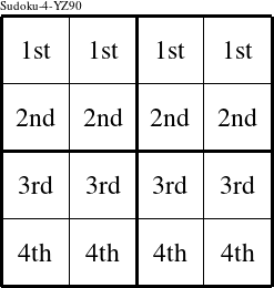 Each row is a group numbered as shown in this Sudoku-4-YZ90 figure.