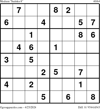 The grouppuzzles.com Medium Sudoku-8 puzzle for Thursday April 25, 2024