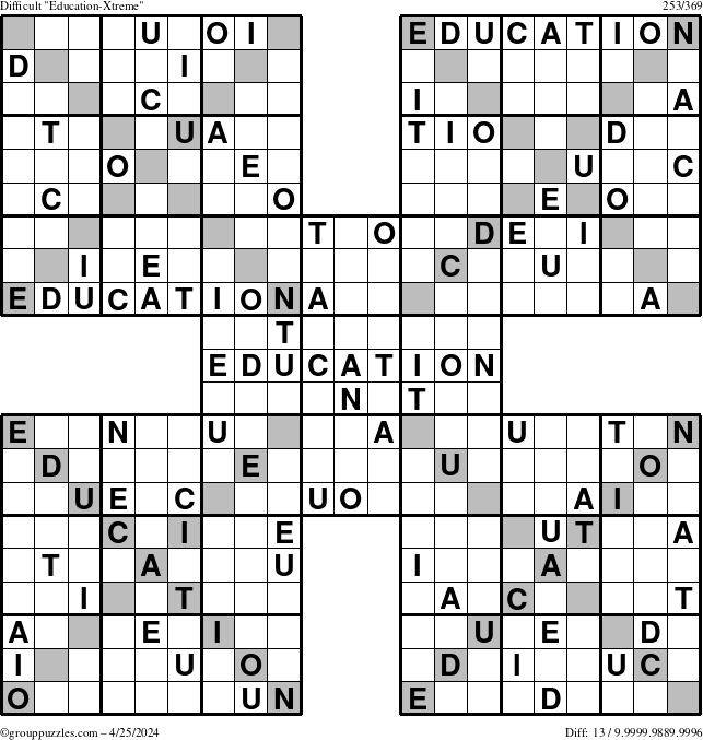 The grouppuzzles.com Difficult Education-Xtreme puzzle for Thursday April 25, 2024